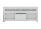 Minimalistinio stiliaus TV staliukas matinės baltos spalvos.