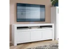 Minimalistinio stiliaus TV staliukas matinės baltos spalvos.