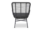Skandinaviško dizaino subtilus juodos spalvos fotelis Ikaro 2. Fotelis pagamintas iš metalo rėmo, apsuktas ratanu.