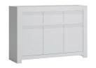 Minimalistinio stiliaus komoda matinės baltos spalvos.