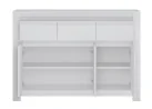 Minimalistinio stiliaus komoda matinės baltos spalvos.