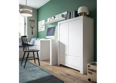 Minimalistinio stiliaus komoda matinės baltos spalvos.