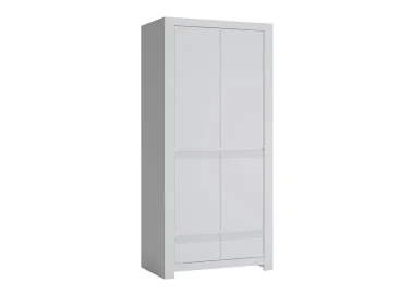 Minimalistinio stiliaus dviejų durų spinta matinės baltos spalvos.