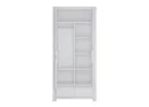 Minimalistinio stiliaus dviejų durų spinta matinės baltos spalvos.