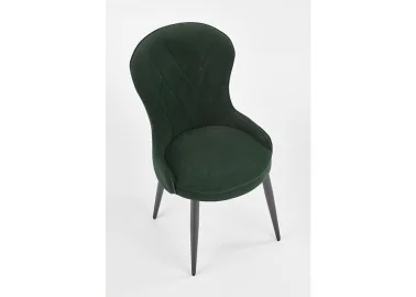 Žalios spalvos klasikinio stiliaus kėdė K366 su rombo formos dygsniais. Tvirtas veliūrinis audinys, stabilios metalinės kojos ir ergonomiška kėdės forma - suteiks ypatingai komfortišką sėdėjimą.