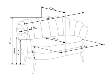 Elegantiška žalios spalvos veliūrinė sofa Amorinito XL. Ši dvivietė sofa pasiūta iš aukštos kokybės veliūrinio audinio, o kojelės pagamintos iš aukso spalvos milteliniu būdu dažyto plieno.