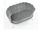 Elegantiška pilkos spalvos veliūrinė sofa Amorinito XL. Ši dvivietė sofa pasiūta iš aukštos kokybės veliūrinio audinio, o kojelės pagamintos iš aukso spalvos milteliniu būdu dažyto plieno.