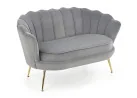 Elegantiška pilkos spalvos veliūrinė sofa Amorinito XL. Ši dvivietė sofa pasiūta iš aukštos kokybės veliūrinio audinio, o kojelės pagamintos iš aukso spalvos milteliniu būdu dažyto plieno.