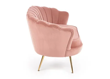 Elegantiška rožinės spalvos veliūrinė sofa Amorinito XL. Ši dvivietė sofa pasiūta iš aukštos kokybės veliūrinio audinio, o kojelės pagamintos iš aukso spalvos milteliniu būdu dažyto plieno.