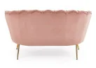 Elegantiška rožinės spalvos veliūrinė sofa Amorinito XL. Ši dvivietė sofa pasiūta iš aukštos kokybės veliūrinio audinio, o kojelės pagamintos iš aukso spalvos milteliniu būdu dažyto plieno.