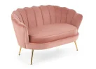 Elegantiška rožinės spalvos veliūrinė sofa Amorinito XL. Ši dvivietė sofa pasiūta iš aukštos kokybės veliūrinio audinio, o kojelės pagamintos iš aukso spalvos milteliniu būdu dažyto plieno.