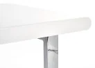 Minimalistinio dizaino rašomasis stalas B30 - nedidelis, blizgios baltos spalvos stalas su chromuotomis metalinėmis kojomis. Stalas turi du patogius stalčius.
