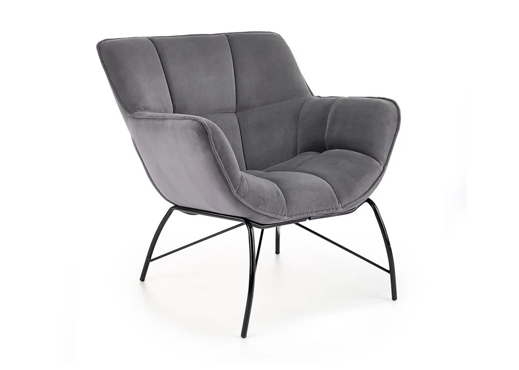 Belton fotelis – elegantiškas ir komfortabilus pasirinkimas, su pilkos spalvos veliūriniu audiniu ir ergonomišku dizainu, užtikrinantis patogų poilsį. Puikiai tinka tiek moderniems, tiek tradiciniams interjerams.
