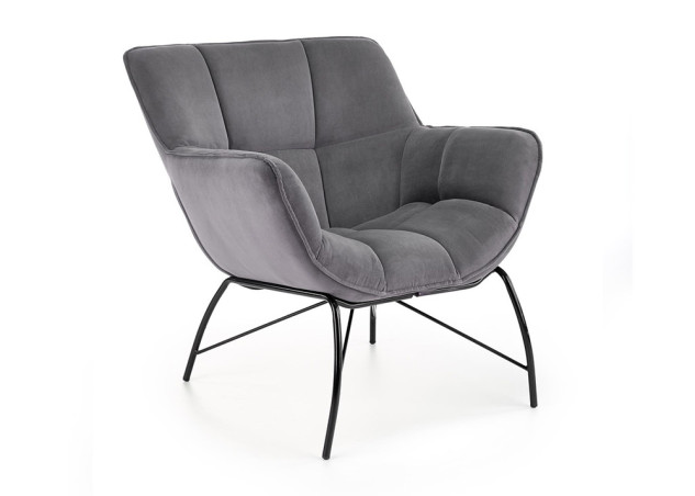 Belton fotelis – elegantiškas ir komfortabilus pasirinkimas, su pilkos spalvos veliūriniu audiniu ir ergonomišku dizainu, užtikrinantis patogų poilsį. Puikiai tinka tiek moderniems, tiek tradiciniams interjerams.