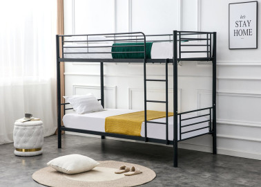 Bunky – dviaukštė juodos spalvos lova su galimybe išskirti į dvi atskiras viengules lovas. Tvirta plieno konstrukcija užtikrina patikimumą, o minimalistinis dizainas leidžia lengvai pritaikyti prie interjero.