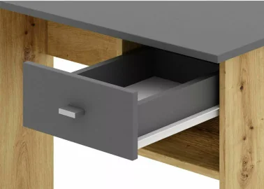 Modernus ir praktiškas antracito ir Artisan ąžuolo spalvų derinio rašomasis stalas B-011, pagamintas iš laminuotų drožlių plokščių – idealus pasirinkimas patogiai darbo vietai sukurti.