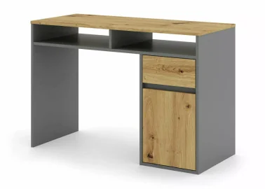 Modernus ir praktiškas antracito ir Artisan ąžuolo spalvų derinio rašomasis stalas B-012, pagamintas iš laminuotų drožlių plokščių – idealus pasirinkimas patogiai darbo vietai sukurti.
