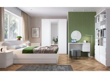 Alpių baltos spalvos rašomasis stalas derės įvairaus stiliaus interjere.