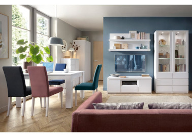 Alpių baltos spalvos TV staliukas stalas derės įvairaus stiliaus interjeruose.