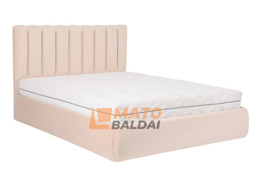Smėlio spalvos lova KAI-ETN-2 - elegantiško dizaino dvigulė funkcionali lova su patalynės dėže, kietu dugnu ir natūralios medienos grotelėmis. Lova skirta 160x200 cm čiužiniui.