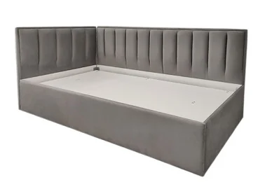 Rudos spalvos lova KAI-ETNA-MINI - elegantiško dizaino viengulė funkcionali lova su patalynės dėže ir čiužiniu