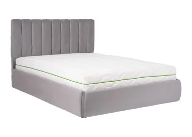 Pilkos spalvos lova KAI-ETN - elegantiško dizaino dvigulė funkcionali lova su patalynės dėže, kietu dugnu ir natūralios medienos grotelėmis. Lova skirta 160x200 cm čiužiniui.