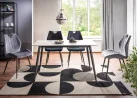 Valgomojo stalas RION – modernus ir stilingas pasirinkimas, sukurtas tiems, kurie vertina šiuolaikišką dizainą bei patvarumą. Baltos marmuro imitacijos keraminis stalviršis derinamas su juodo metalo rėmu, todėl baldas atrodo elegantiškai ir kartu solidžiai.