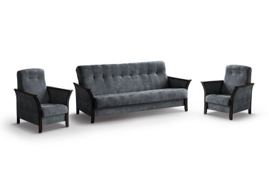 Baldų komplektas MAR-ROK  – elegantiško dizaino svetainės baldų komplektas su miegamąja funkcija ir patalynės dėže. Komplektą sudaro trivietė sofa ir du foteliai. Galite rinktis net iš keturių stilingų spalvų – šviesiai pilkos, tamsiai pilkos, žalios arba kreminės, todėl baldą lengvai priderinsite prie savo interjero ir sukursite norimą nuotaiką namuose.