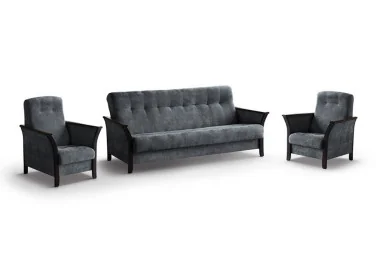 Baldų komplektas MAR-ROK  – elegantiško dizaino svetainės baldų komplektas su miegamąja funkcija ir patalynės dėže. Komplektą sudaro trivietė sofa ir du foteliai. Galite rinktis net iš keturių stilingų spalvų – šviesiai pilkos, tamsiai pilkos, žalios arba kreminės, todėl baldą lengvai priderinsite prie savo interjero ir sukursite norimą nuotaiką namuose.