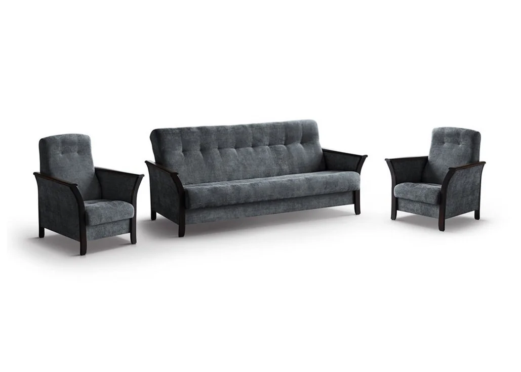 Baldų komplektas MAR-ROK  – elegantiško dizaino svetainės baldų komplektas su miegamąja funkcija ir patalynės dėže. Komplektą sudaro trivietė sofa ir du foteliai. Galite rinktis net iš keturių stilingų spalvų – šviesiai pilkos, tamsiai pilkos, žalios arba kreminės, todėl baldą lengvai priderinsite prie savo interjero ir sukursite norimą nuotaiką namuose.