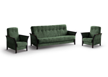 Baldų komplektas MAR-ROK  – elegantiško dizaino svetainės baldų komplektas su miegamąja funkcija ir patalynės dėže. Komplektą sudaro trivietė sofa ir du foteliai. Galite rinktis net iš keturių stilingų spalvų – šviesiai pilkos, tamsiai pilkos, žalios arba kreminės, todėl baldą lengvai priderinsite prie savo interjero ir sukursite norimą nuotaiką namuose.