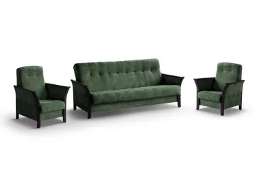 Baldų komplektas MAR-ROK  – elegantiško dizaino svetainės baldų komplektas su miegamąja funkcija ir patalynės dėže. Komplektą sudaro trivietė sofa ir du foteliai. Galite rinktis net iš keturių stilingų spalvų – šviesiai pilkos, tamsiai pilkos, žalios arba kreminės, todėl baldą lengvai priderinsite prie savo interjero ir sukursite norimą nuotaiką namuose.