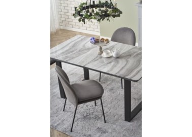 MARLEY extension table color top - white marble  grey legs - black2