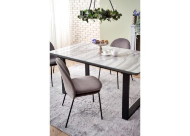 MARLEY extension table color top - white marble  grey legs - black3