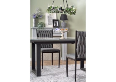 MARLEY extension table color top - white marble  grey legs - black5