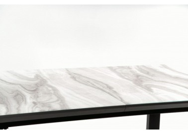 MARLEY extension table color top - white marble  grey legs - black7