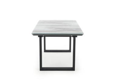 MARLEY extension table color top - white marble  grey legs - black10