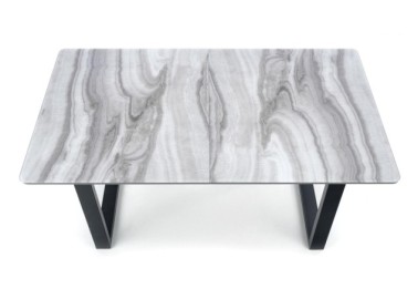 MARLEY extension table color top - white marble  grey legs - black11
