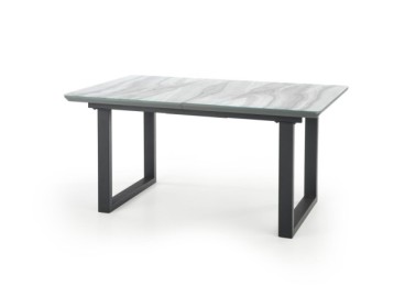 MARLEY extension table color top - white marble  grey legs - black12
