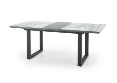 MARLEY extension table color top - white marble  grey legs - black13