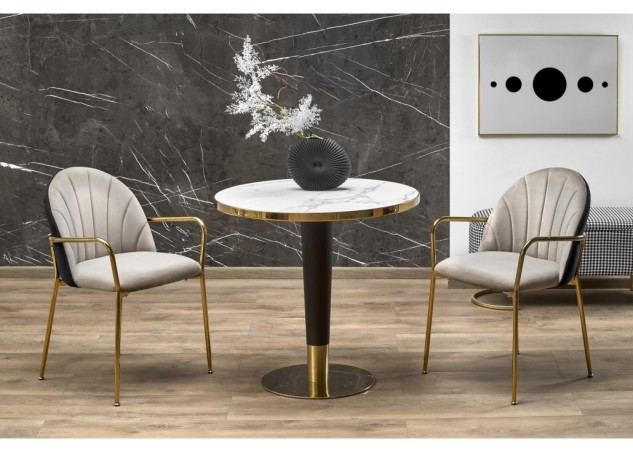 MORATA round table white marble  black  gold0