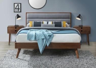 Moderni minimalistinio lova Orlando, pagaminta iš natūralios medienos masyvo. Lova turi elegantiškas smailėjančias kojeles, puikiai derančias prie įvairių interjero stilių.