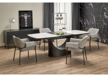 OSMAN extension table white marble  black0