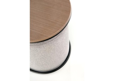PAMPA coffee table with pouffes top walnut legs black pouffe grey4