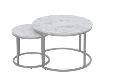 PAOLA 2 set of two coffee tables marble  silver1