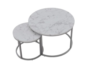 PAOLA 2 set of two coffee tables marble  silver2