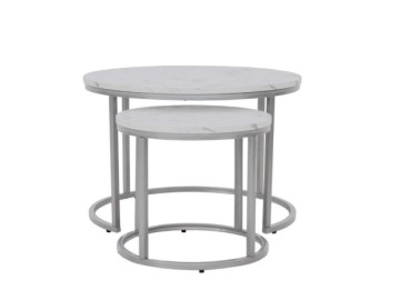 PAOLA 2 set of two coffee tables marble  silver3
