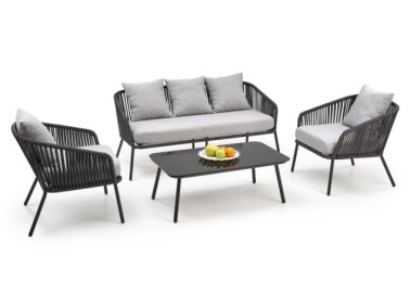 ROCCA garden set sofa  2 chairs  coffee table dark grey  light grey11