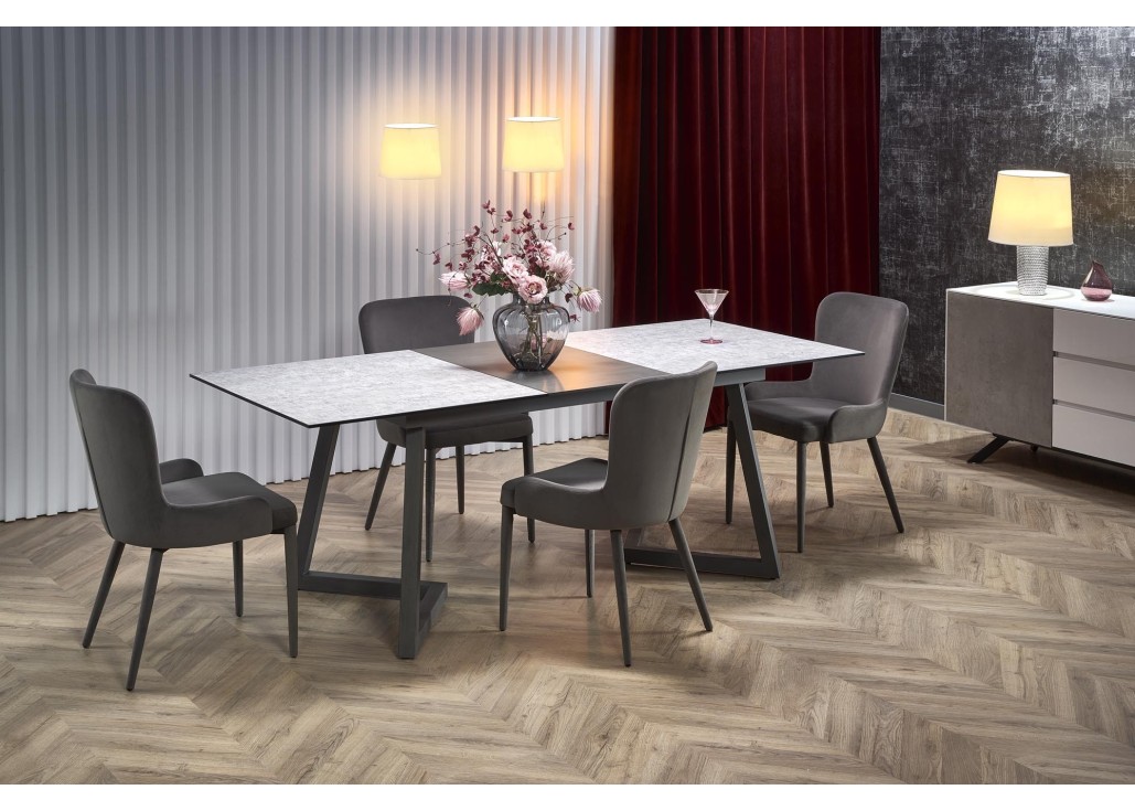 TIZIANO extension table color top - light grey  dark grey legs - dark grey0