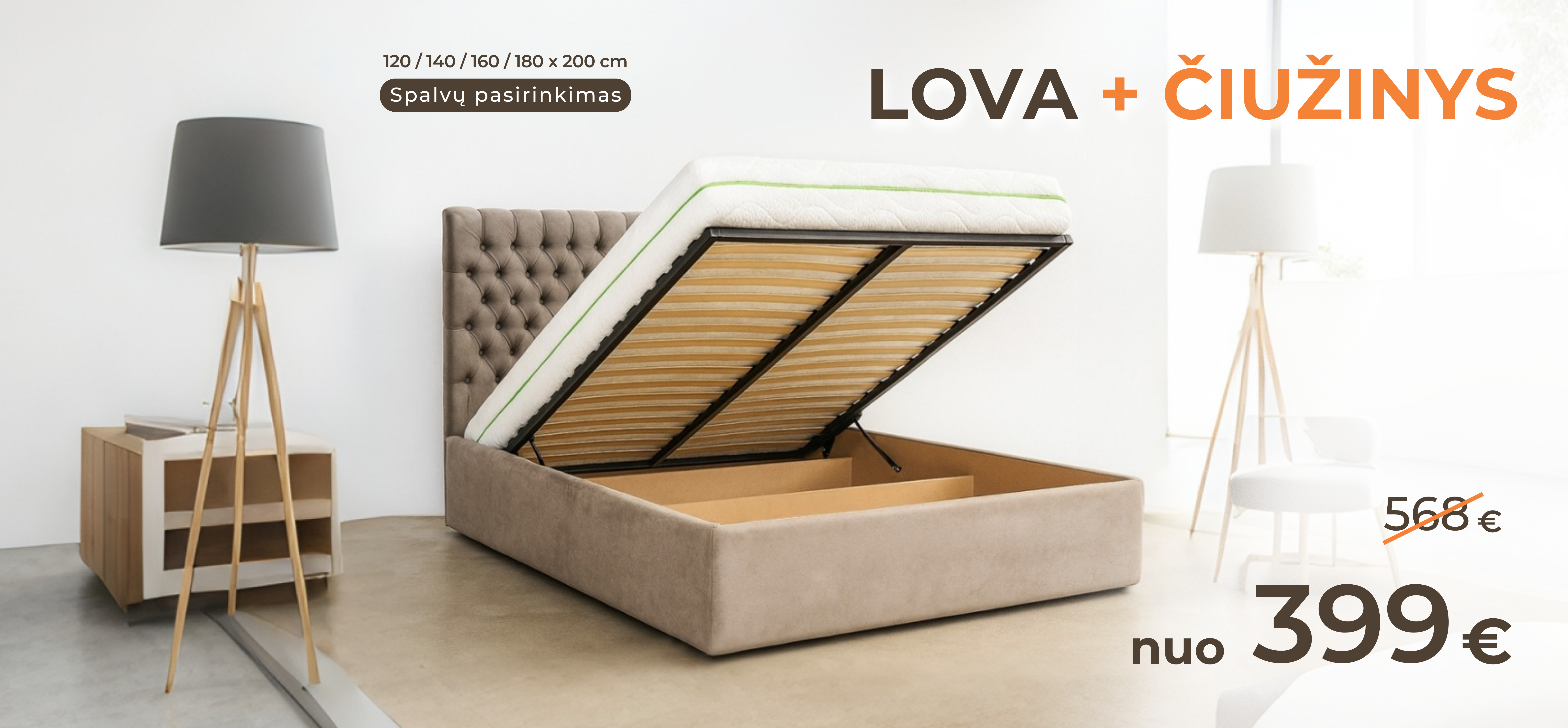 Komplektas Lova AFINA-1 + Čiužinys LUN